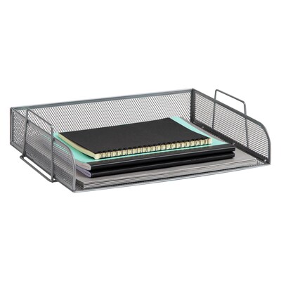 Mind Reader Metal Side Loading Stackable Letter Tray, Silver (DSTACK4-SIL)