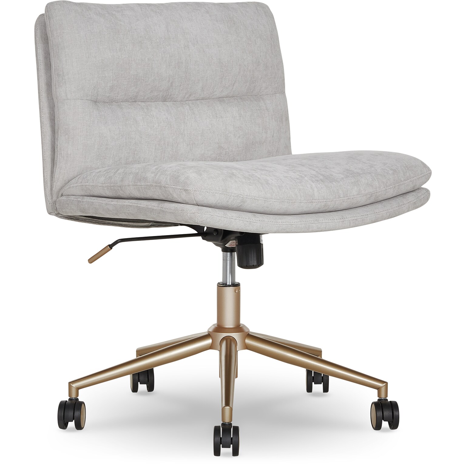 Elle Decor Ariana Armless Ergonomic Fabric Swivel Computer and Desk Chair, Light Gray (60121-LGRY)