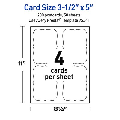 Avery Integrated Cards, 3.5" x 5", Glossy White, 200/Box (95340)