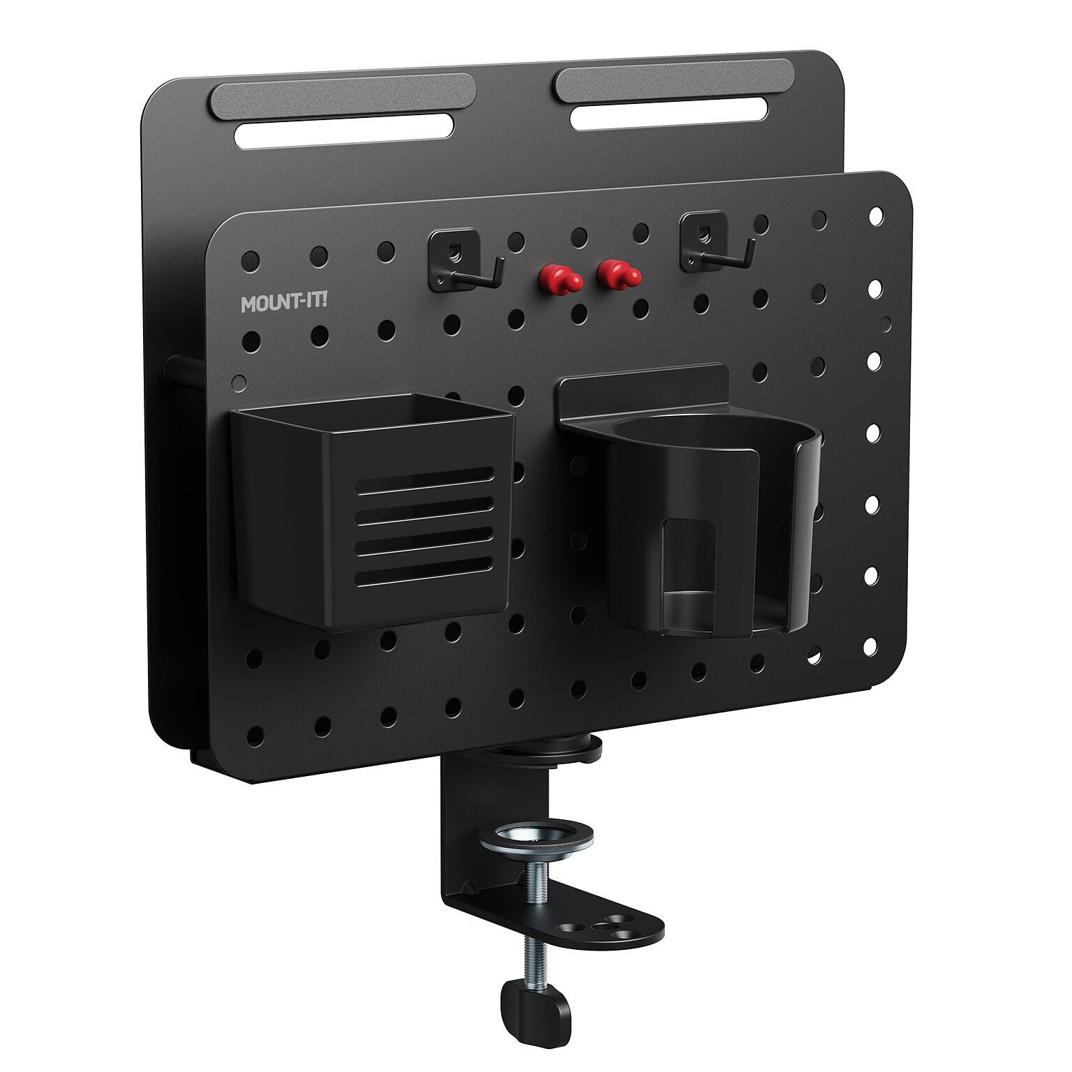 Mount-It! 360° Rotating Pegboard and Document Organizer with Accessories for Desks, Black (MI-7301BLK)