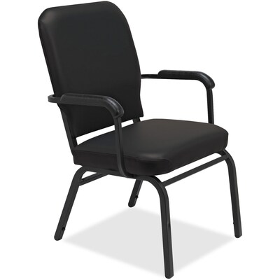 Lorell Vinyl Oversized Office Stacking Chair, Black, 2/Carton (LLR59600)