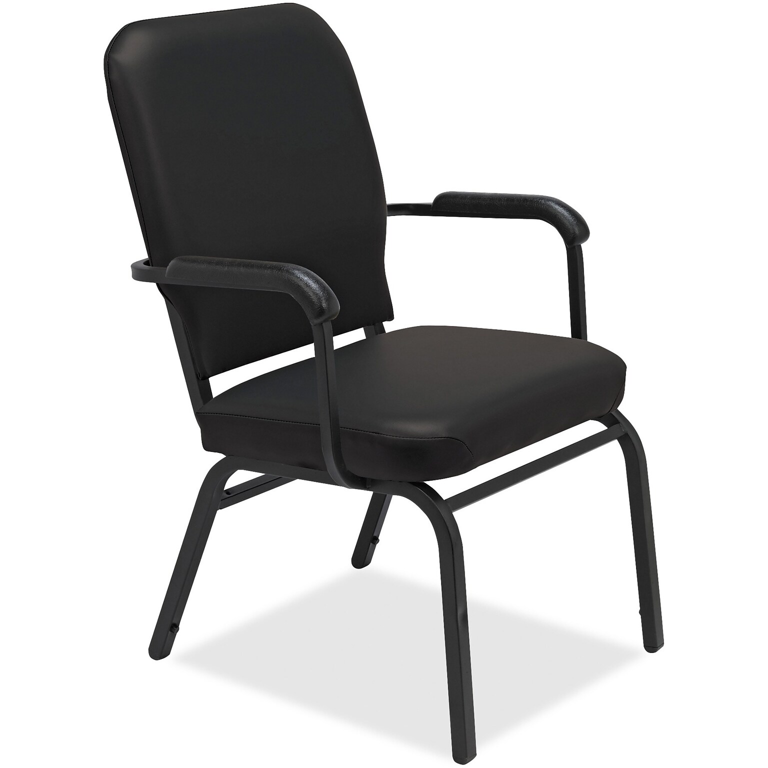 Lorell Vinyl Oversized Office Stacking Chair, Black, 2/Carton (LLR59600)
