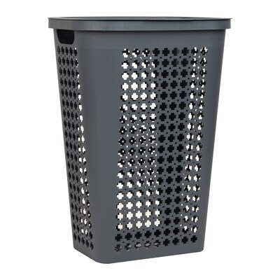 Mind Reader Slim Tapered Hamper with Lid, Plastic, Gray (SWHAMP50-GRY)