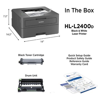 Brother HL-L2400D Laser Printer, Single-Function, Gray (9092806)