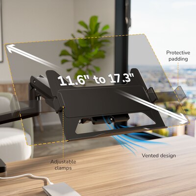 Mount-It! Monitor and Laptop Pole Desk Mount with Gas Spring Arms for 49" Monitors and 17.3" Laptops, Black (MI-12008)