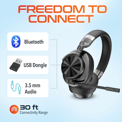 Delton M320 RGB Condenser Microphone and ANC Bluetooth Computer Headphones Podcast & Recording Kit, Black (DRU3000BD3)