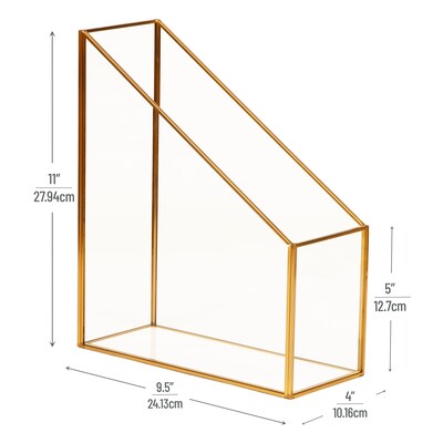 Mind Reader Glass/Copper File Holder, Gold (BW-GLD)