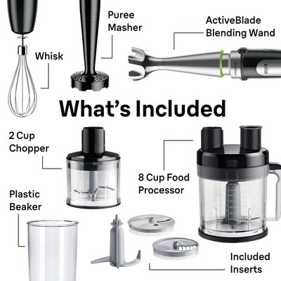 Braun MultiQuick 9 Hand Blender & Food Processor Kit, Black (MQ9187XL)