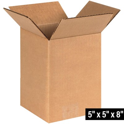 5 x 5 x 8 Shipping Boxes, Brown, 25/Bundle (558)