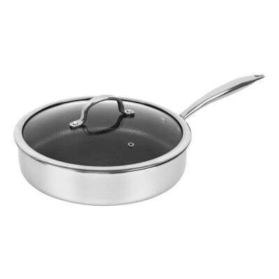 Brentwood 10 Frying Pan With Glass Lid, Stainless Steel (B-DSH26L)