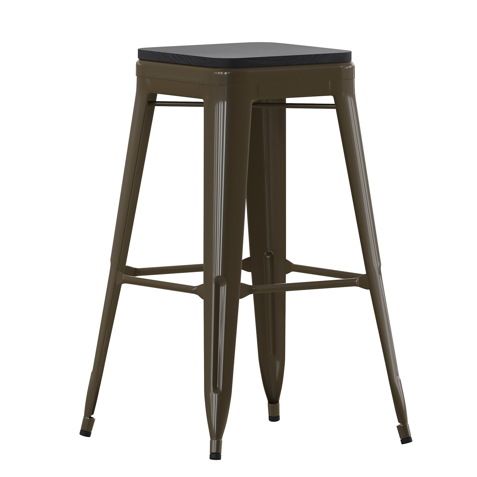 Flash Furniture Cierra Industrial Metal Indoor Bar Height Stools without Back, Gunmetal/Black, 4-Pieces/Pack (4ET32030GNRPL2B)