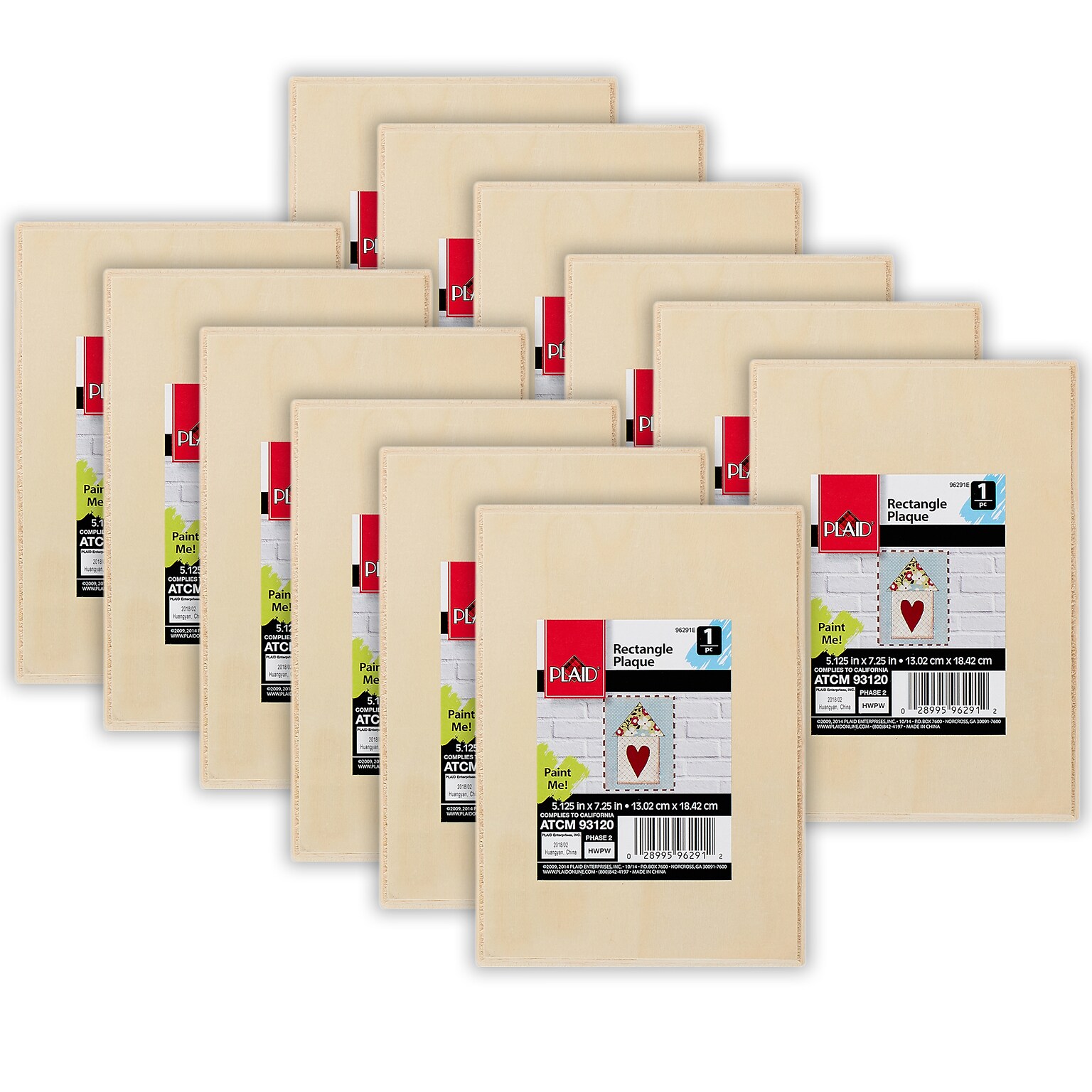 Plaid Plaque Unprimed Tan Plywood Art Boards, 7.25 x 5, 12/Pack (PDE96291-12)