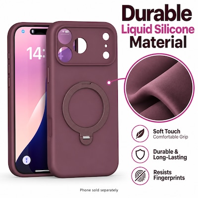 SaharaCase MagSafe Silicone Phone Case for iPhone 18 Pro Max, 360-Degree Kickstand, Wireless Charging, Dark Cherry (CP01189)