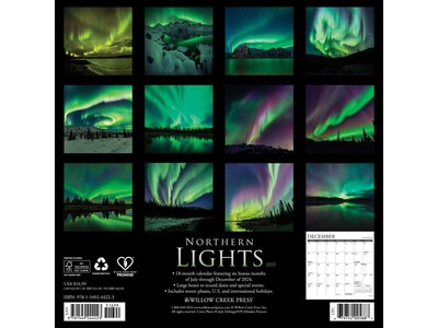 2025 Willow Creek Northern Lights 12 x 12 Monthly Wall Calendar (44223)