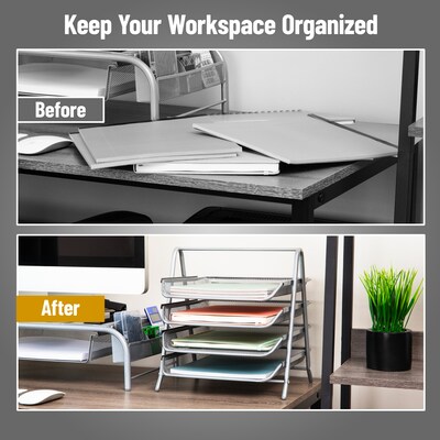 Mind Reader Metal Mesh Front Loading Letter Tray, Letter/Legal Size, Silver (4TPAPER-SIL)