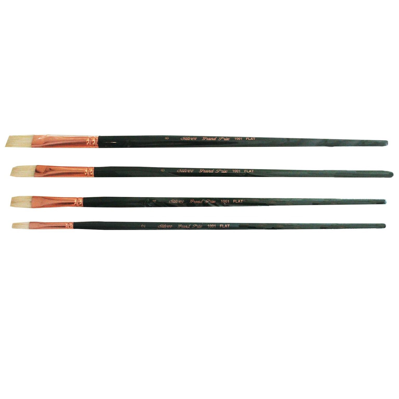 Silver Brush Natural Hog Bristle, Flat Brushes, 4/Pack (SLVGP1070)