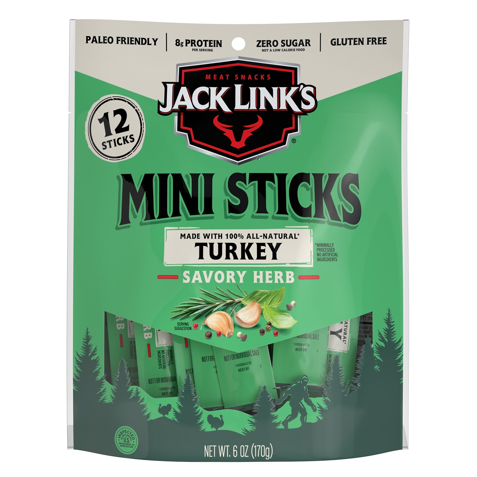 Jack Link’s Mini Savory Herb Turkey Meat Stick, 6 oz. (10000044710)