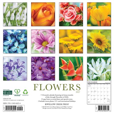 2027 Willow Creek Flowers 12 x 12 Monthly Wall Calendar, Assorted Colors (60254)