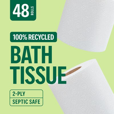 Perk™ Eco Recycled Toilet Paper, 2-ply, White, 240 Sheets/Roll, 48 Rolls/Case (PK63226CT)