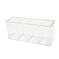 Martha Stewart Kerry 4-Compartment Plastic Pen Holder, Clear/Gold (BEPB7357GCGD)