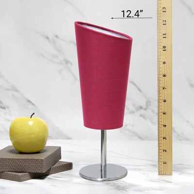 Creekwood Home Chrome Slanted 12.4" LED Table Lamp, Pink (CWT-1012-PN)