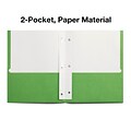 Staples 2-Pocket Folders with Fasteners, Green, 25/Box (50773/27541-CC)