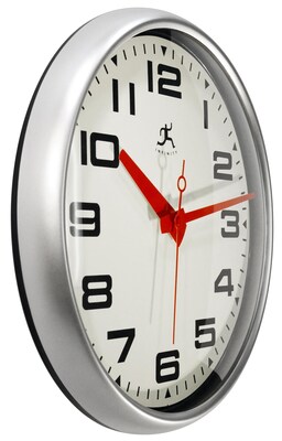 Infinity Instruments Lexington Ave Wall Clock, 15, Silver w/ Red Hands