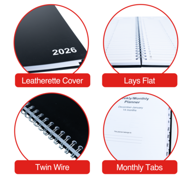 2026 Staples 8" x 11" Weekly & Monthly Appointment Book, Black (ST21488-26)
