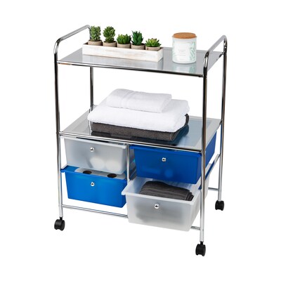 Mind Reader Elevate Collection 2-Tier 4-Drawer Metal Mobile Utility Cart, Multi (2SHROLL-ASST)