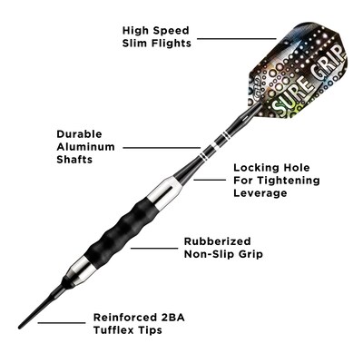 Viper Sure Grip Soft Tip Darts Black, 18 Grams (20-0006-18)
