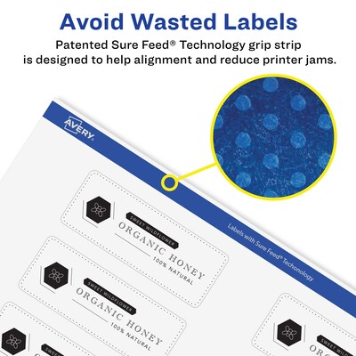Avery Laser/Inkjet Rectangle Glossy Clear Labels, 1.5" x 2.75", Glossy Clear, 250 Labels/Pack (94230)
