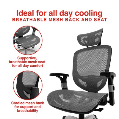 Quill Brand® Hyken Technical Mesh Task Chair, Charcoal Gray