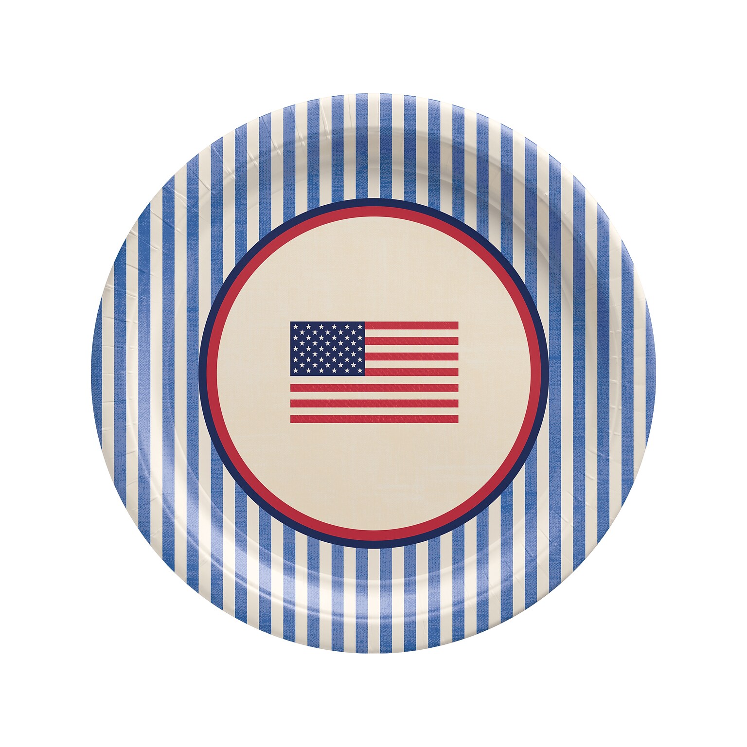 Amscan Americana Stripe Fourth of July Dinner Plate, Multicolor, 8/Pack, 4 Packs/Set (592943)