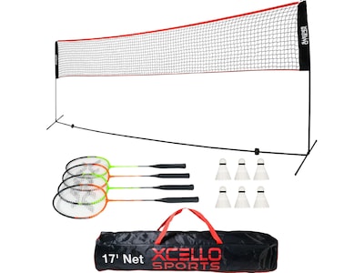 Xcello Sports Complete Portable Badminton Net Set, Assorted Colors (XS-B-FNS-R-1)