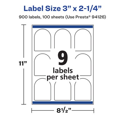 Avery Laser/Inkjet Decorative Edge Multipurpose Labels, 3" x 2.25", White, 900 Labels/Box (94126)