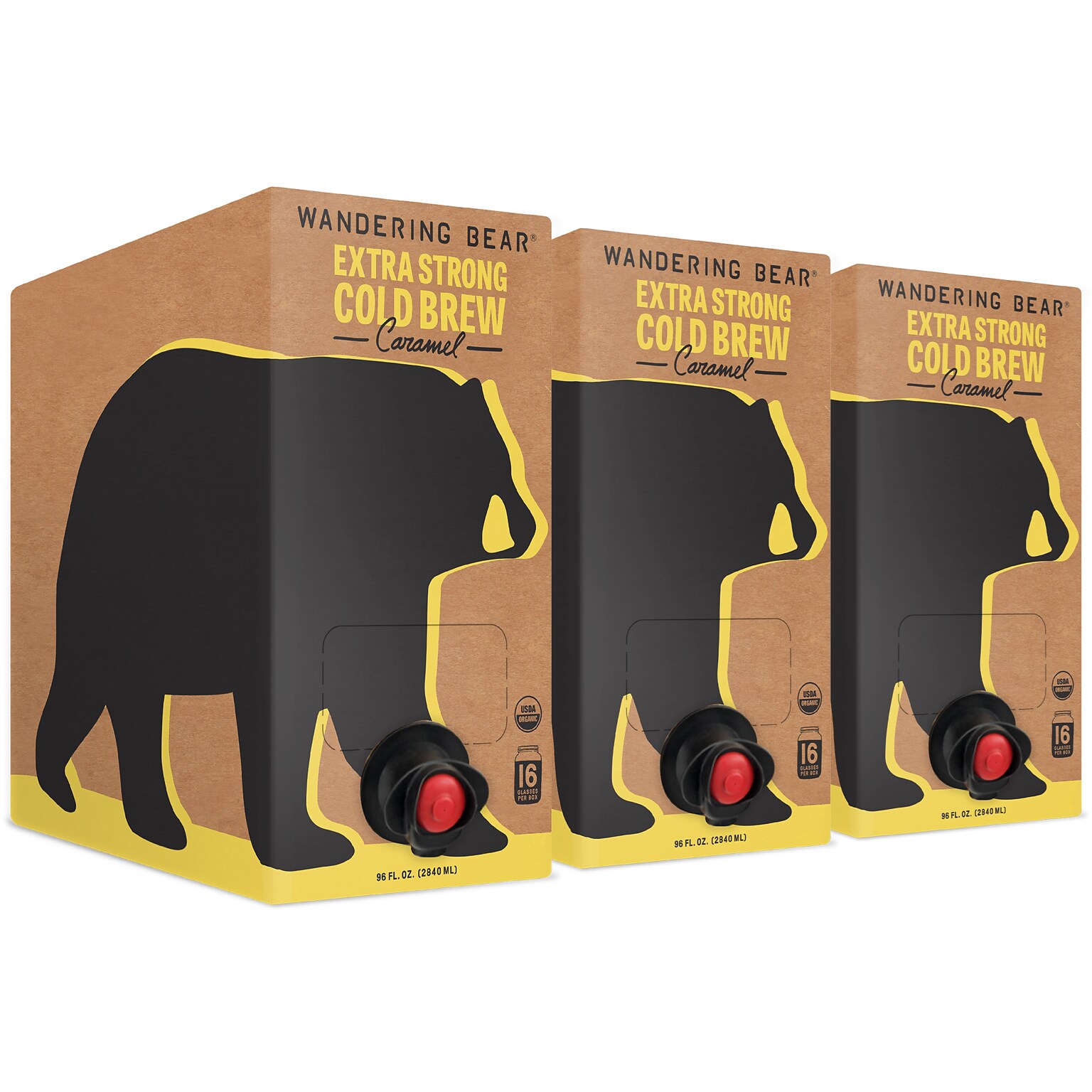 Wandering Bear Caramel Cold Brew Coffee, 96 oz., 3/Case (WBCA96oz3pak)