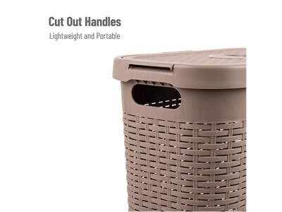 Mind Reader Plastic Laundry Hamper with Lid, Brown Metallic, 2/Set (40HAMP2PK-BRNM)