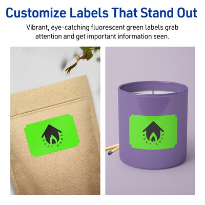 Avery Laser/Inkjet Multipurpose Decorative Edge Labels, 2" x 3", Neon Green, 320/Pack (94267)