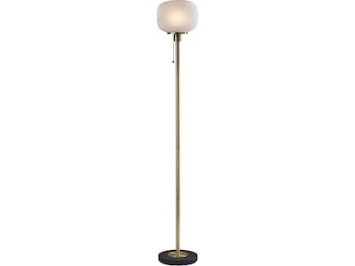 Adesso Hazel 65 Antique Brass Floor Lamp with Round Frosted Shade (4278-21)