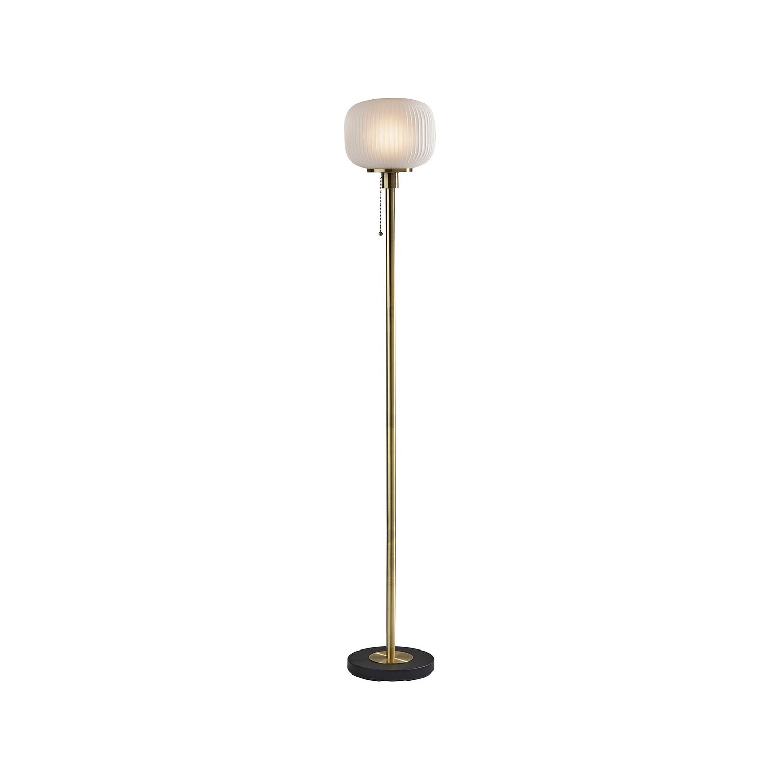 Adesso Hazel 65 Antique Brass Floor Lamp with Round Frosted Shade (4278-21)