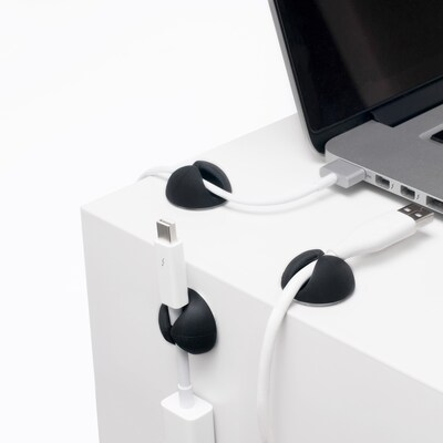 Advantus Bluelounge Cabledrops Cord Management, Black, 6 Per Pack, 3 Packs (AVTBLUCDBL-3)