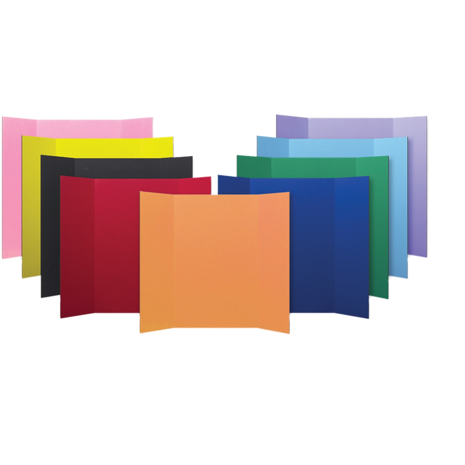 Flipside Tri-Fold Presentation Board, 36 x 48, Corrugated, Assorted Colors, 24/Carton (30045)