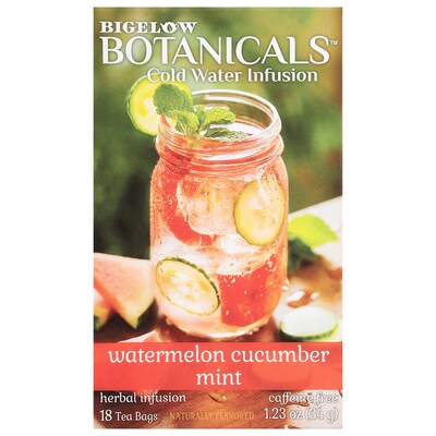 Bigelow Botanicals Decaf Watermelon Cucumber Mint Tea Bags, 18/Box (39004)