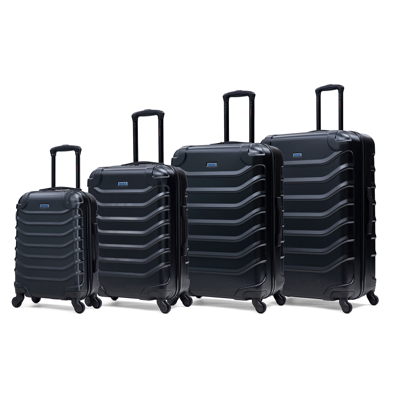 InUSA Endurance 4-Piece Hardside Spinner Luggage Set, TSA Checkpoint Friendly, Black (IUENDSMLXL-BLK)