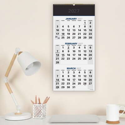 2026-2027 Excello Brands Large Print 13 x 27 Academic Monthly Wall Calendar, Black (WC-AY26-1327-BK)