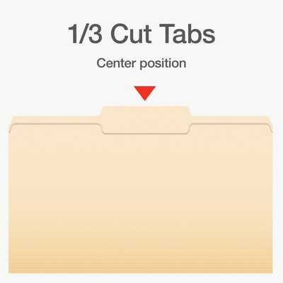 Pendaflex File Folder, 1/3-Cut Tab, Center Position, Legal Size, Manila, 100/Box (753 1/3-2)