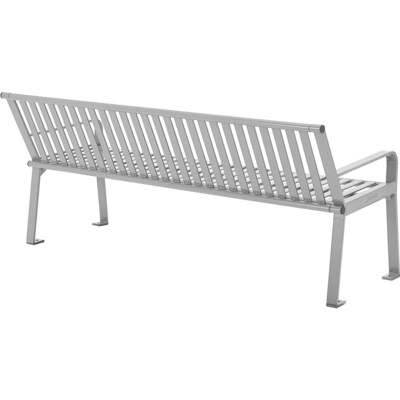 Global Industrial 6' Outdoor Bench with Back, Vertical Steel Slat, Gray (694854GYKD)