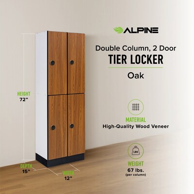 Alpine Industries 72" 2-Tier 2-Column Storage Locker, Oak (701-O-2-TPL-MK)