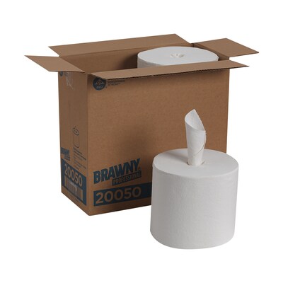 Brawny Professional D400 Durable Fibers Cleaning Wipers, 13.25" x 7.8", White, 260 Sheets/Roll, 4/Carton (20050)