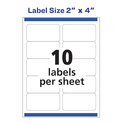 Avery Sure Feed Inkjet Shipping Labels, 2" x 4", White, 10 Labels/Sheet, 20 Sheets/Pack, 200 Labels/Pack (8253)